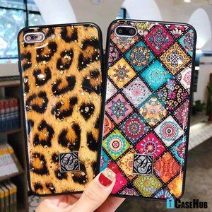 Diamond Leopard Glitter Glass iPhone Case